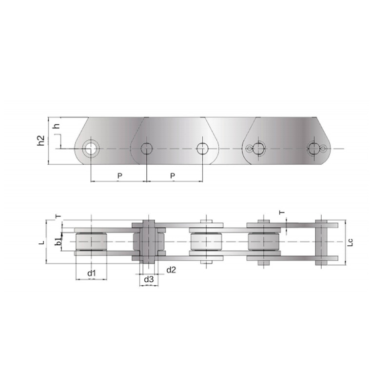 Rantaian penghantar roller besar standard DIN dengan plat Rantaian Ditinggikan (Siri FVT)