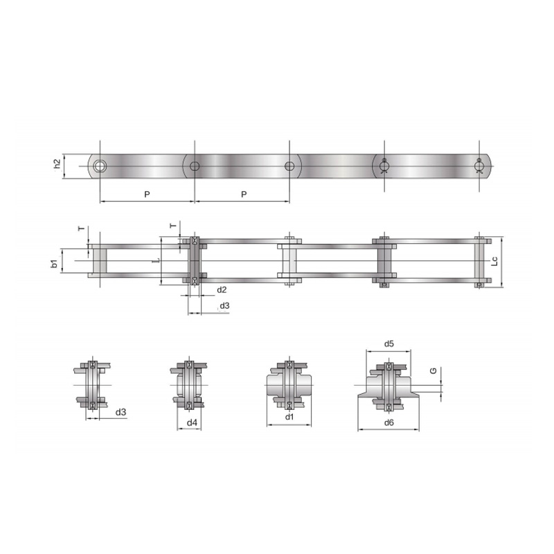 Rantaian Penghantar Pin Pepejal standard DIN (Siri FV)